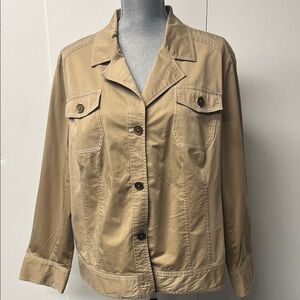Laura Ashley brand short jacket. Light cotton feel with white stitching.